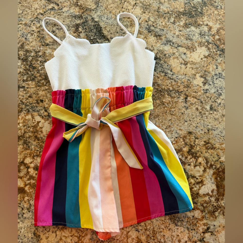 Girls Rainbow Stripe Romper